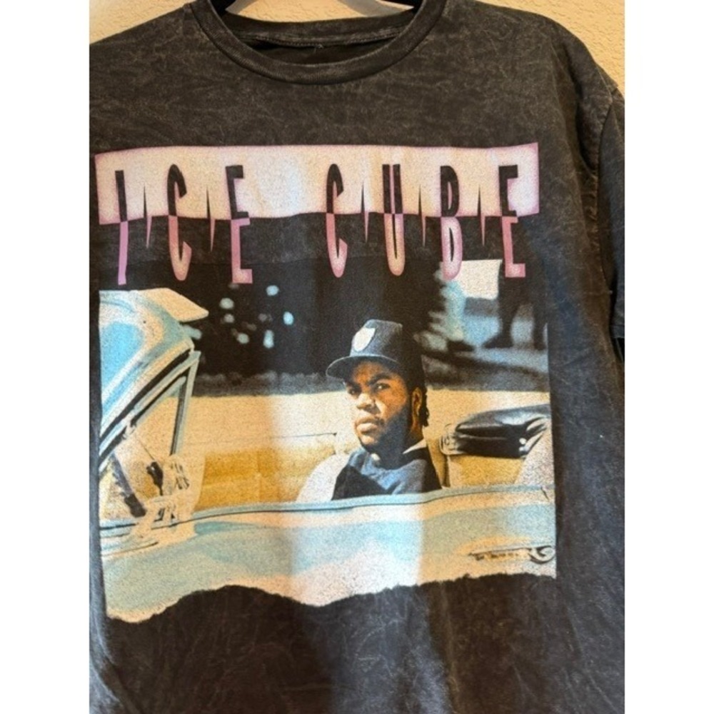 Ice Cube Mens Graphic T-Shirt Charcoal Mineral Wash Hip Hop Streetwear‎ Tee S - Picture 2 of 5
